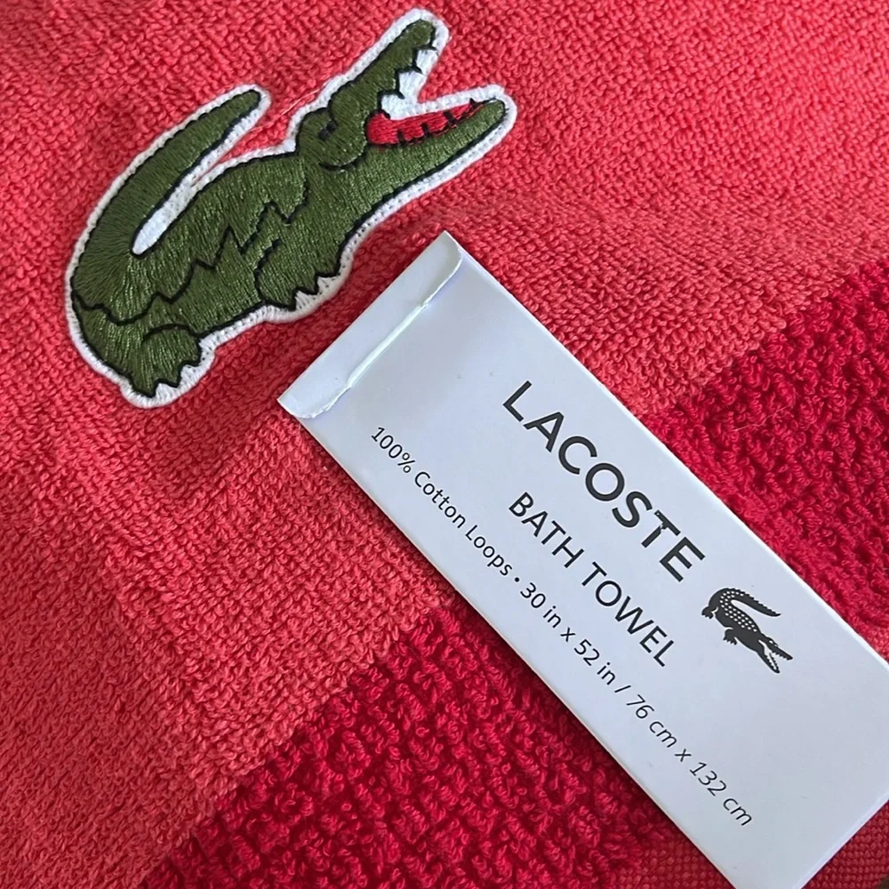 NWT Lacoste Red & pink Towel with Logo